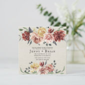 Carte Tomber dans l'amour | Rustic Bloom Carré Mariage (Debout devant)