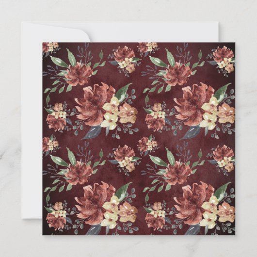 Carte Tomber dans l'amour | Rustic Bloom Carré Mariage (Dos)