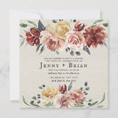 Carte Tomber dans l'amour | Rustic Bloom Carré Mariage (Devant)