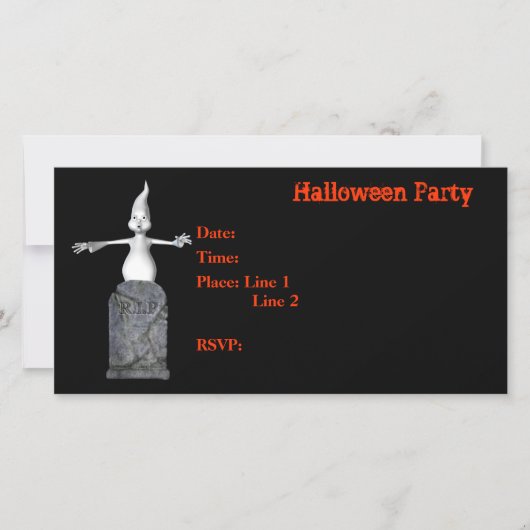 Carte Tombstone Invitation Fantôme Halloween Party (Devant)