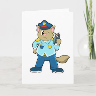Carte Tomcat en policier avec uniforme et microphone