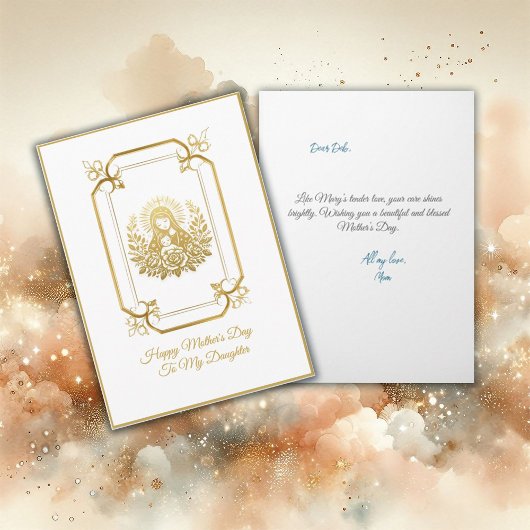 Carte Tone Or Vierge Marie Avec Enfant Fête des Mères