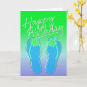 Carte tongs d'anniversaire (Fleur jaune)