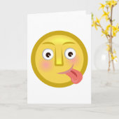 Carte Tongue Out Emoji Funny Goofy Face (Fleur jaune)