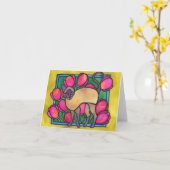 Carte Tonkinese et tulipes (Fleur jaune)