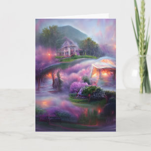 Carte Tonnelle lumineuse Glycine violette vaporeuse au b