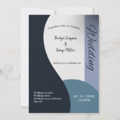 Carte tons bleus simple boho chic mariage (Devant)