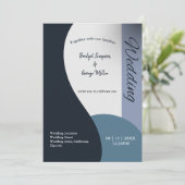 Carte tons bleus simple boho chic mariage (Debout devant)