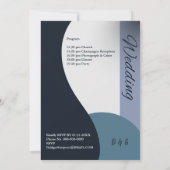 Carte tons bleus simple boho chic mariage (Dos)
