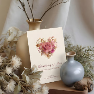 Carte Tons de rose délicats Fleur de cœur Sympathie