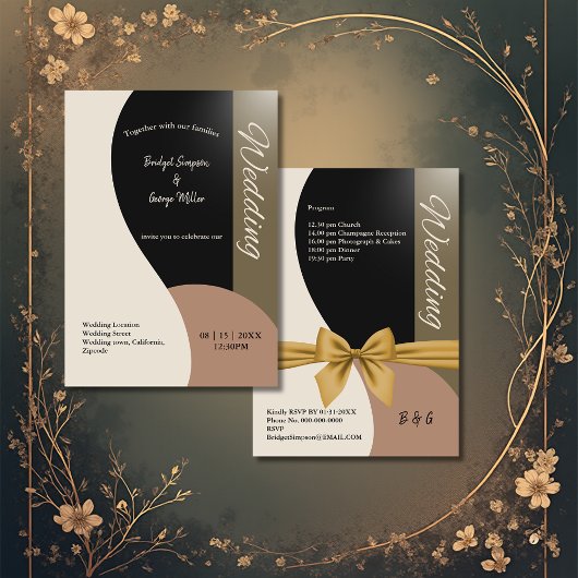 Carte tons terre simple boho chic mariage