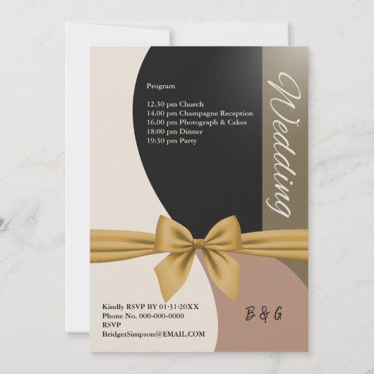 Carte tons terre simple boho chic mariage (Dos)