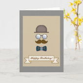 Carte Top Chapeau, Moustache, Lunettes et Cravate Bow An (Fleur jaune)