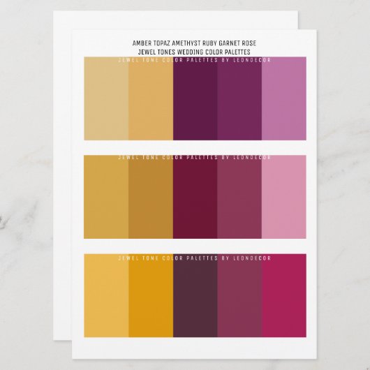 Carte Topaz Amethyst Ruby Bijoux Couleurs Mariages (Devant / Derrière)