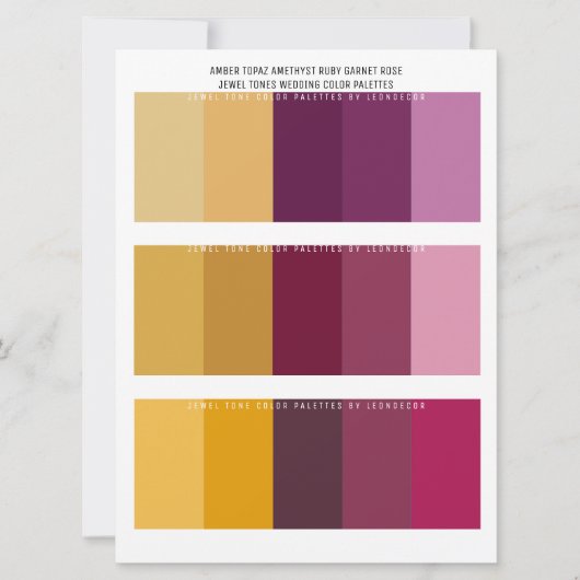 Carte Topaz Amethyst Ruby Bijoux Couleurs Mariages (Devant)