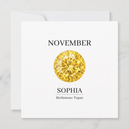 Carte Topaze de Novembre Anniversaire Personnalisé (Devant)