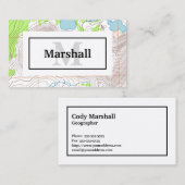 Carte topographique avec votre nom et votre monogr (Devant / Derrière)