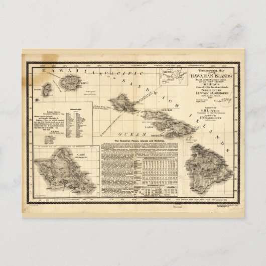 Carte topographique des îles Hawaiiennes (1893) (Devant)