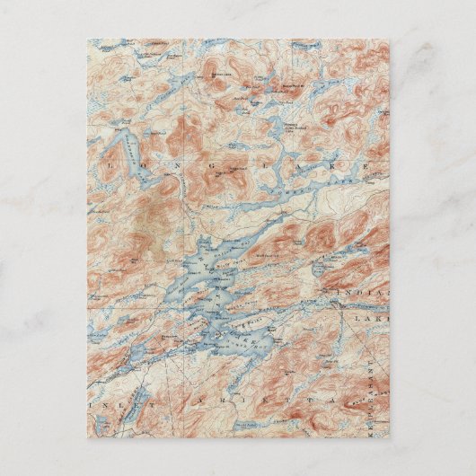 Carte topographique du lac Raquette vintage New Yo (Devant)