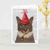 Carte Tortoiseshell Chat avec Casquette du Parti (Fleur jaune)