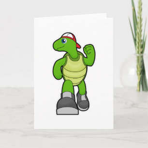 Carte Tortue à la course avec casquette