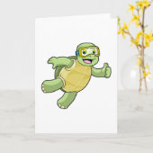 Carte Tortue à la natation avec lunettes de natation (Fleur jaune)