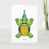 Carte Tortue à l'anniversaire avec chapeau de fête (Dos)