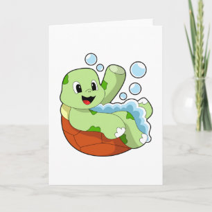 Carte Tortue au bain avec de la mousse