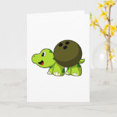 Carte Tortue au bowling avec une boule de bowling (Fleur jaune)