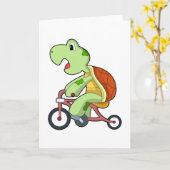 Carte Tortue avec bicyclette (Fleur jaune)