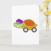 Carte Tortue avec carapace comme voiture (Fleur jaune)