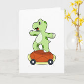 Carte Tortue avec carapace en skateboard (Fleur jaune)