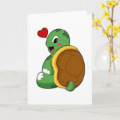 Carte Tortue avec cœur (Fleur jaune)