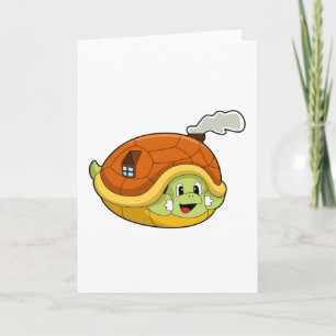 Carte Tortue avec coquille comme maison