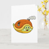 Carte Tortue avec coquille comme maison (Fleur jaune)