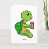 Carte Tortue avec tasse à boire avec paille (Dos)