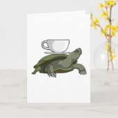 Carte Tortue avec Tasse à Thé (Fleur jaune)