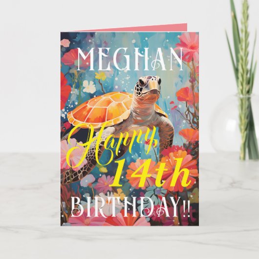 Carte Tortue Classique Et Océan Joyeux Anniversaire (Devant)