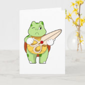 Carte Tortue coiffeuse avec ciseaux (Fleur jaune)