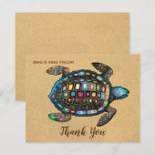 Carte Tortue colorée Sandy Beach Merci (Devant / Derrière)