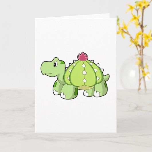 Carte Tortue comme Cactus (Fleur jaune)
