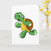 Carte Tortue comme joggeur à la course (Fleur jaune)