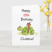 Carte Tortue d'anniversaire - Customisez l'âge et le nom (Fleur jaune)