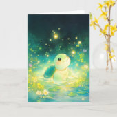Carte Tortue dans un étang étoilé (Fleur jaune)