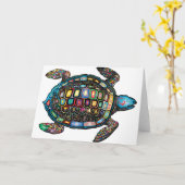 Carte Tortue de couleur (Fleur jaune)