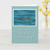 Carte Tortue de mer Continuer à nager Encouragement (Fleur jaune)