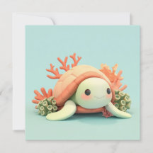 Tortue de mer en argile 3D dans un récif de corail