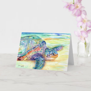 Carte Tortue de Mer sur Plage Tropicale