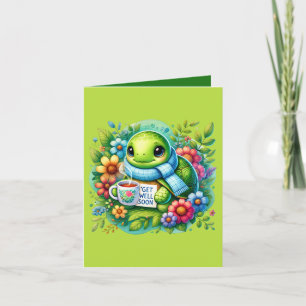Carte Tortue de rétablissement mignonne ajouter un messa