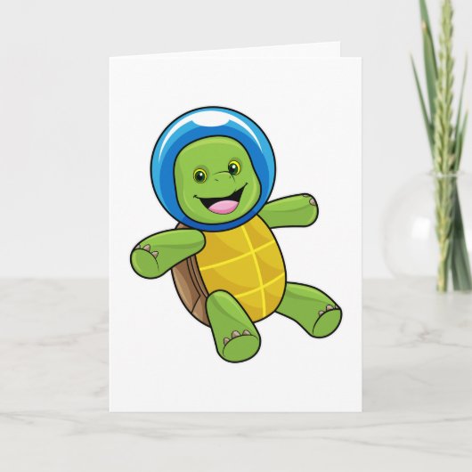 Carte Tortue en astronaute avec boule de verre (Devant)